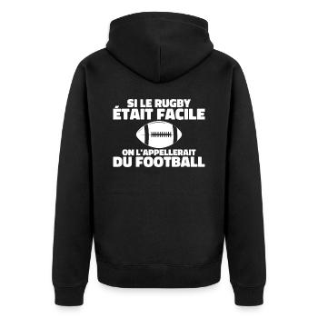 Wenn Rugby einfach wäre - Unisex Premium Bio Zip Hoodie - Schwarz - Hinten - Nico (187cm)