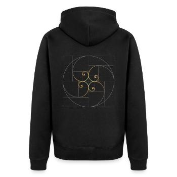 Fibonacci Spiralen Goldener Schnitt Geometrie Phi - Unisex Premium Bio Zip Hoodie - Schwarz - Hinten - Nico (187cm)