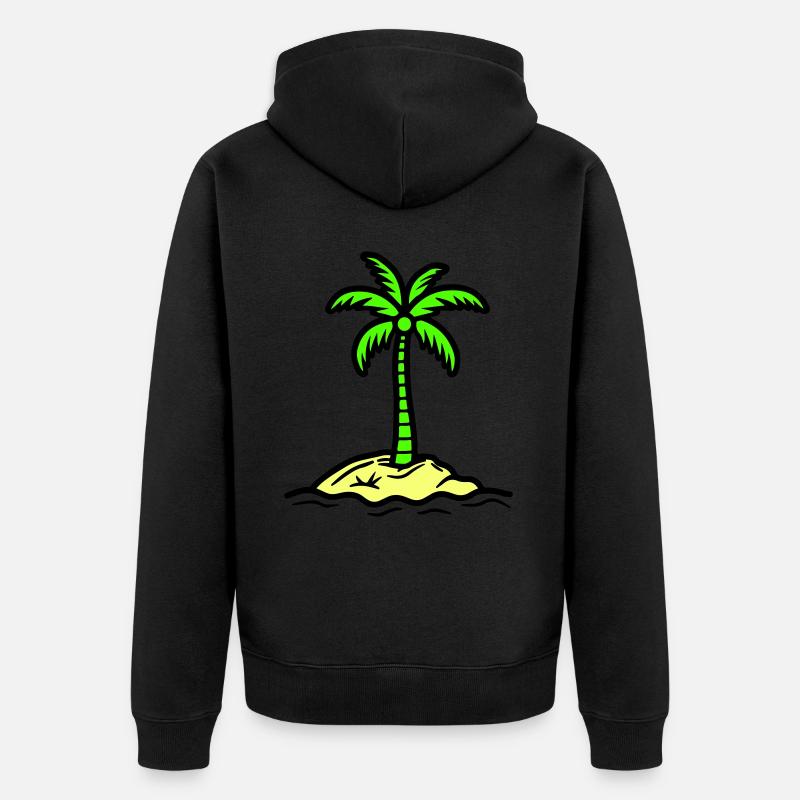 Palme Insel Sommer - Unisex Premium Bio Zip Hoodie - Schwarz