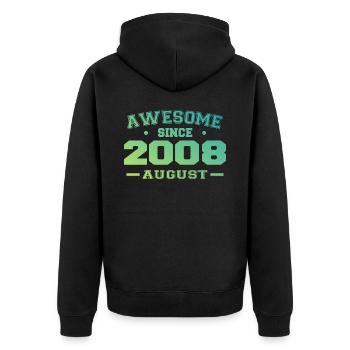 2008 Août Année Naissance Anniversaire Août 2008 - Veste à capuche bio Premium Unisexe - noir - Dos - Nico (187cm)