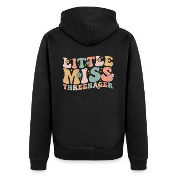 Little Miss Threenager 3rd Birthday 3Year Old Girl - Veste à capuche bio Premium Unisexe - noir - Dos - Nico (187cm)