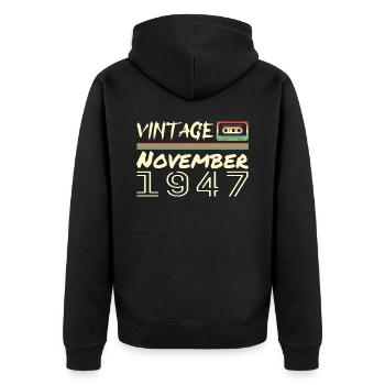 legendär seit November 1947 - November 1947 - Unisex Premium Bio Zip Hoodie - Schwarz - Hinten - Nico (187cm)