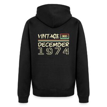 1974 Décembre 1974 Jubilé Décembre 1974 - Veste à capuche bio Premium Unisexe - noir - Dos - Nico (187cm)