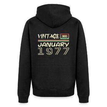 Vintage January 1977 - Birthday January 1977 - Unisex Premium Organic Zip Hoodie - black - Back - Nico (187cm)