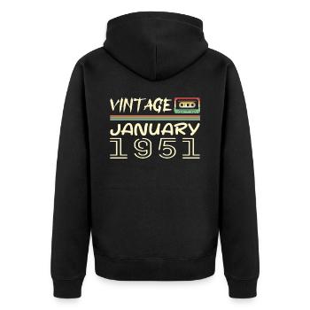 Vintage Janvier 1951 - Anniversaire Janvier 1951 - Veste à capuche bio Premium Unisexe - noir - Dos - Nico (187cm)