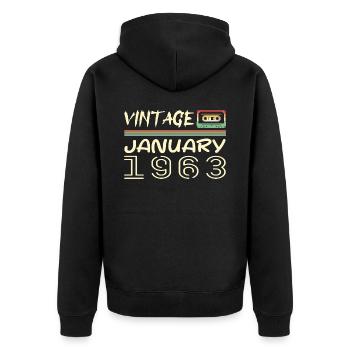 Vintage Janvier 1963 - Anniversaire Janvier 1963 - Veste à capuche bio Premium Unisexe - noir - Dos - Nico (187cm)