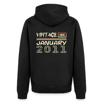 Vintage January 2011 - Birthday January 2011 - Unisex Premium Organic Zip Hoodie - black - Back - Nico (187cm)