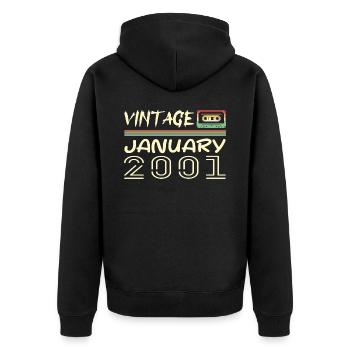 Vintage Janvier 2001 - Anniversaire Janvier 2001 - Veste à capuche bio Premium Unisexe - noir - Dos - Nico (187cm)