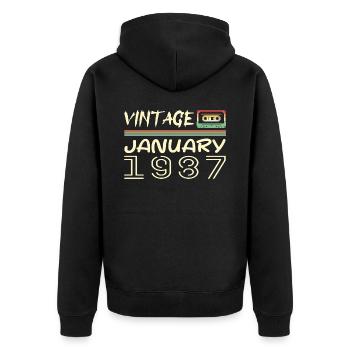 Vintage Janvier 1987 - Anniversaire Janvier 1987 - Veste à capuche bio Premium Unisexe - noir - Dos - Nico (187cm)