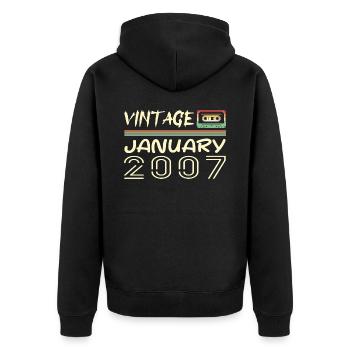 Vintage Janvier 2007 - Anniversaire Janvier 2007 - Veste à capuche bio Premium Unisexe - noir - Dos - Nico (187cm)