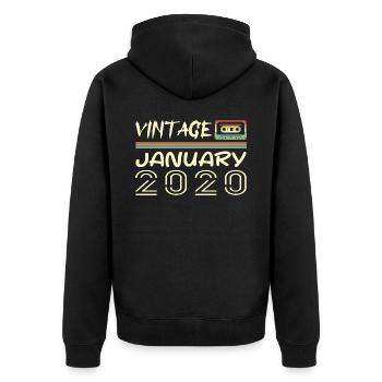 Vintage Janvier 2020 - Anniversaire Janvier 2020 - Veste à capuche bio Premium Unisexe - noir - Dos - Nico (187cm)