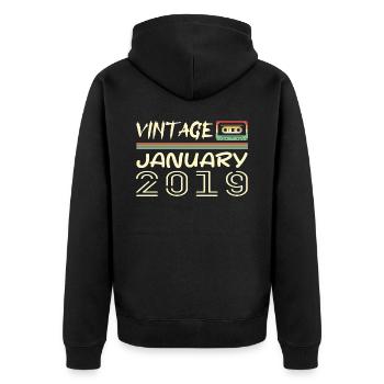 Vintage Janvier 2019 - Anniversaire Janvier 2019 - Veste à capuche bio Premium Unisexe - noir - Dos - Nico (187cm)