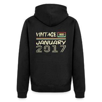 Vintage Janvier 2017 - Anniversaire Janvier 2017 - Veste à capuche bio Premium Unisexe - noir - Dos - Nico (187cm)