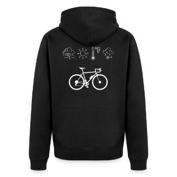 Fahrrad Wetter Jahreszeit - Unisex Premium Bio Zip Hoodie - Schwarz - Hinten - Nico (187cm)