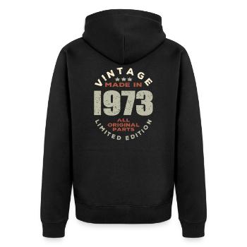 Vintage 1973 - Unisex Premium Organic Zip Hoodie - black - Back - Nico (187cm)