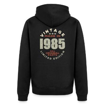 Vintage Retro Jahrgang 1985 Original - Unisex Premium Bio Zip Hoodie - Schwarz - Hinten - Nico (187cm)