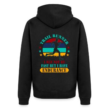 Trail Runner Trail Running Endurance Corsa - Unisex Premium Organic Zip Hoodie - black - Back - Nico (187cm)
