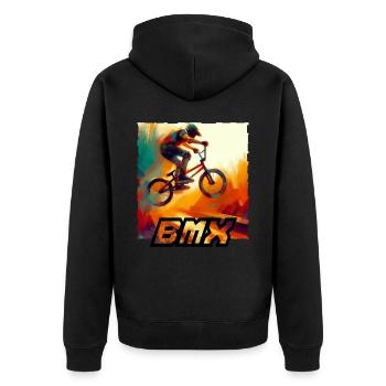 BMX Bike - Unisex Premium Bio Zip Hoodie - Schwarz - Hinten - Nico (187cm)