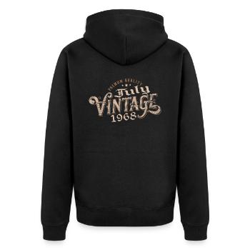 Geschenk Juli 1968 Geburtstag Juli 1968 Juli - Unisex Premium Bio Zip Hoodie - Schwarz - Hinten - Nico (187cm)