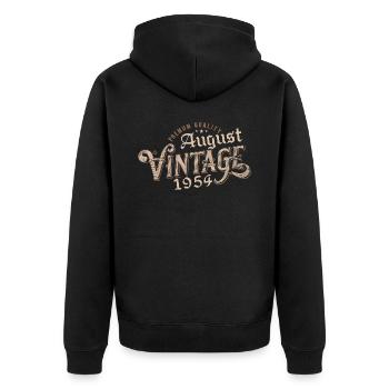Geschenk August 1954 Geburtstag August 1954 August - Unisex Premium Bio Zip Hoodie - Schwarz - Hinten - Nico (187cm)