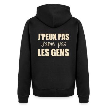 J'peux pas j'aime pas les gens - Veste à capuche bio Premium Unisexe - noir - Dos - Nico (187cm)