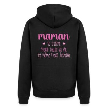 Maman je t'aime, Mère, Bébé, Naissance, Amour - Veste à capuche bio Premium Unisexe - noir - Dos - Nico (187cm)