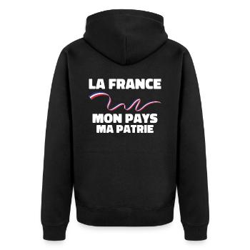 Patriote la france mon pays ma patrie - Veste à capuche bio Premium Unisexe - noir - Dos - Nico (187cm)