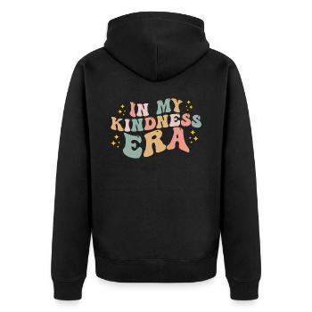 In meiner Kindness-Ära Lustig Groovy In meiner Kindness-Ära - Unisex Premium Bio Zip Hoodie - Schwarz - Hinten - Nico (187cm)