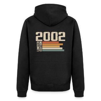 2002 Jahrgang - Retro 2002 Geburtstagsgeschenk 2002 - Unisex Premium Bio Zip Hoodie - Schwarz - Hinten - Nico (187cm)