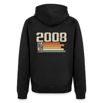 2008 Vintage - Retro 2008 Birthday Gift 2008 - Unisex Premium Organic Zip Hoodie - black - Back - Nico (187cm)