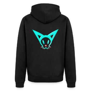 Katze Tcha Tcha Logo - Unisex Premium Bio Zip Hoodie - Schwarz - Hinten - Nico (187cm)