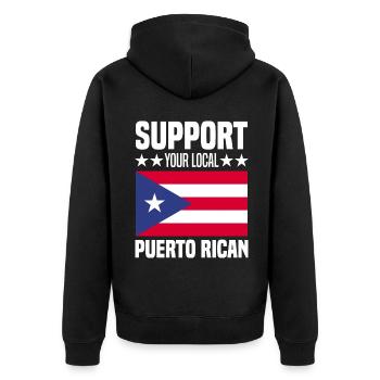Puerto Rico Geschenkidee | Puerto Ricaner Heimat - Unisex Premium Bio Zip Hoodie - Schwarz - Hinten - Nico (187cm)