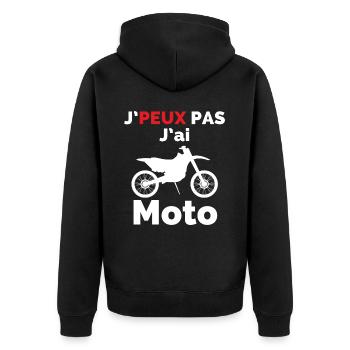 Ich kann kein Motorrad haben - Unisex Premium Bio Zip Hoodie - Schwarz - Hinten - Nico (187cm)