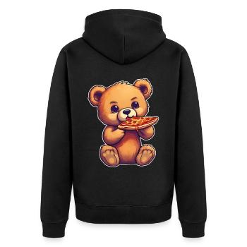 L’ours en peluche adore la pizza - Veste à capuche bio Premium Unisexe - noir - Dos - Nico (187cm)