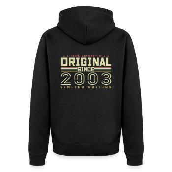 Original 2003 Retro 2003 Geburtstagsgeschenk 2003 - Unisex Premium Bio Zip Hoodie - Schwarz - Hinten - Nico (187cm)
