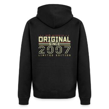 Original 2007 Retro 2007 Geburtstagsgeschenk 2007 - Unisex Premium Bio Zip Hoodie - Schwarz - Hinten - Nico (187cm)