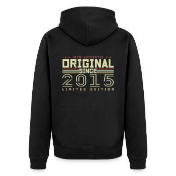 Original 2015 Retro 2015 Geburtstagsgeschenk 2015 - Unisex Premium Bio Zip Hoodie - Schwarz - Hinten - Nico (187cm)