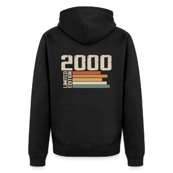 2000 Vintage - Retro 2000 Geburtstagsgeschenk 2000 - Unisex Premium Bio Zip Hoodie - Schwarz - Hinten - Nico (187cm)