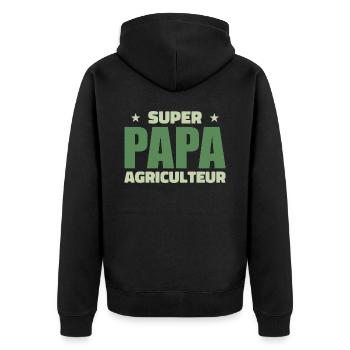 Super farmer dad - Unisex Premium Organic Zip Hoodie - black - Back - Nico (187cm)