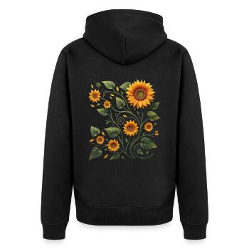Sonnenblumenranke Sonnenblume Sonnenblumenstrauß - Unisex Premium Bio Zip Hoodie - Schwarz - Hinten - Nico (187cm)