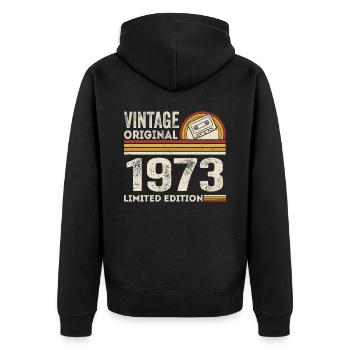 Vintage 1973 Cassette Tape 1973 - 52nd Anniversary 1973 - Unisex Premium Organic Zip Hoodie - black - Back - Nico (187cm)