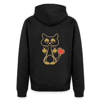 Kätzchen zeigt Mittelfinger - Unisex Premium Bio Zip Hoodie - Schwarz - Hinten - Nico (187cm)