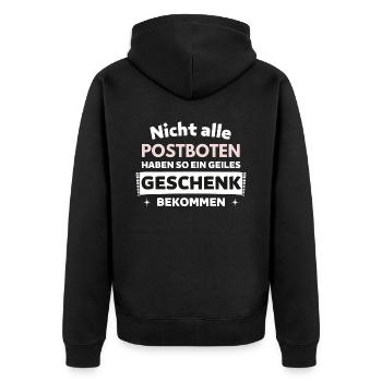 Nicht alle Postboten bekommen so ein Geschenk - Unisex Premium Bio Zip Hoodie - Schwarz - Hinten - Nico (187cm)