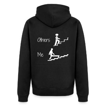 Andere Und Ich Lustiger Humor T-Shirt Humorvoller Spruch Witz - Unisex Premium Bio Zip Hoodie - Schwarz - Hinten - Nico (187cm)