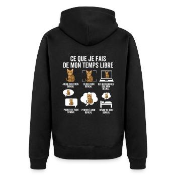 Ce que je fais de mon temps libre – Chat Bengal - Veste à capuche bio Premium Unisexe - noir - Dos - Nico (187cm)