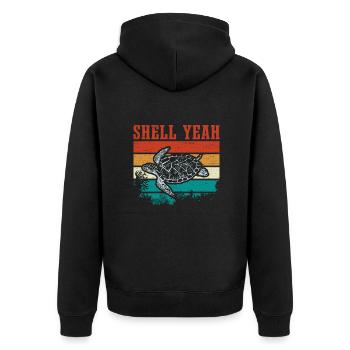 Schildkröte Retro Schildkröten Spruch Witzig - Unisex Premium Bio Zip Hoodie - Schwarz - Hinten - Nico (187cm)