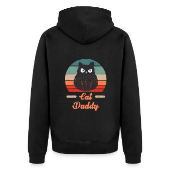 Cat Daddy Cats Father Retro Vintage Sun - Unisex Premium Organic Zip Hoodie - black - Back - Nico (187cm)