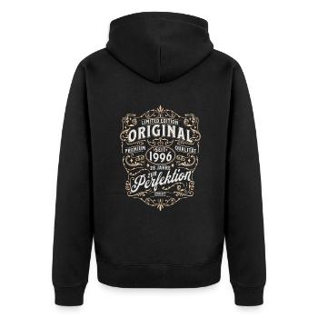 28. Geburtstag - Unisex Premium Bio Zip Hoodie - Schwarz - Hinten - Nico (187cm)