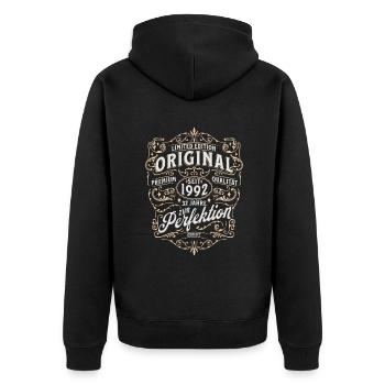 32. Geburtstag - Unisex Premium Bio Zip Hoodie - Schwarz - Hinten - Nico (187cm)