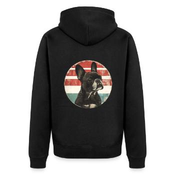 Bouledogue français Vintage - Veste à capuche bio Premium Unisexe - noir - Dos - Nico (187cm)